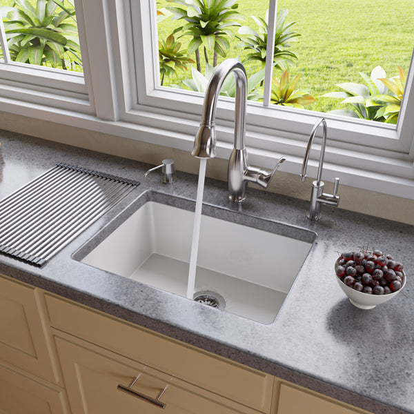 ALFI brand AB2317 23 White Fireclay Undermount Kitchen Sink