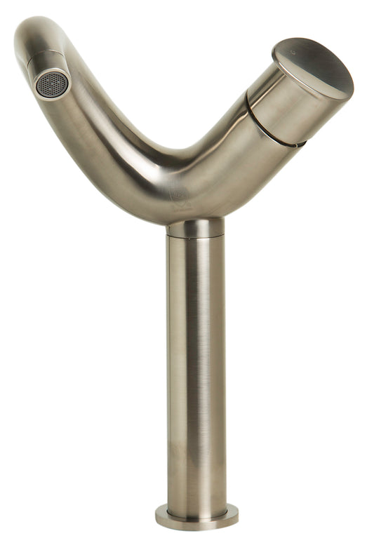 Tall Wave Brushed Nickel Single Lever Bathroom Faucet