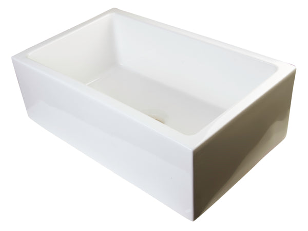 ALFI brand AB3018SB-B  30 Biscuit Smooth Apron Thick Wall Fireclay Single Bowl Farm Sink