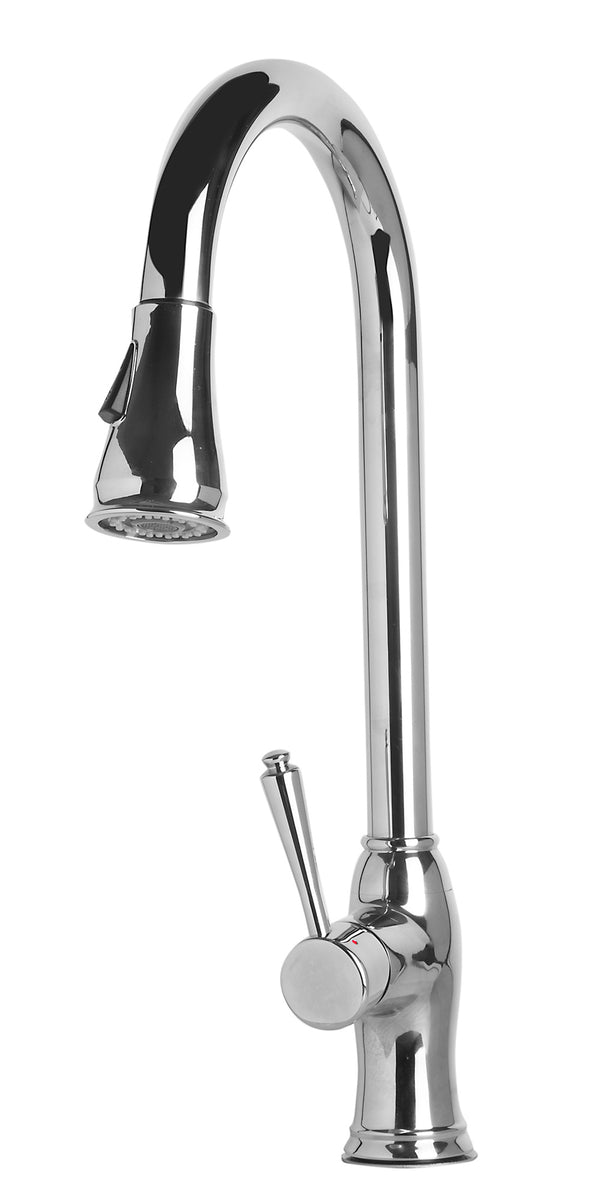 Traditional Solid Polished Stainless Steel Pull Down Kitchen Faucet