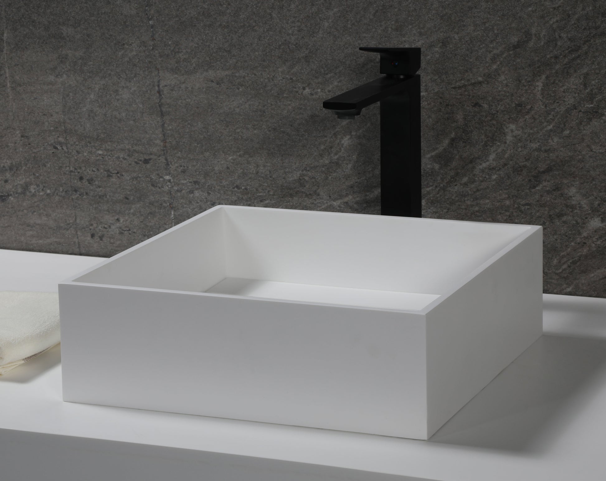 ALFI brand ABRS14S 14" Square White Matte Solid Surface Resin Sink