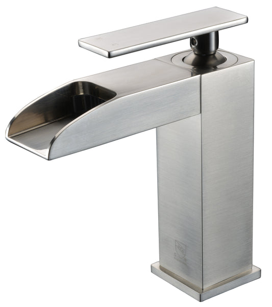 Brushed Nickel Single Hole Waterfall Bathroom Faucet