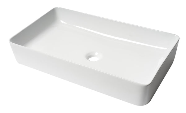 ALFI brand ABC902-W White 24 Modern Rectangular Above Mount Ceramic Sink