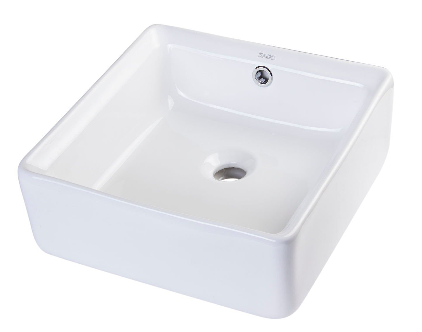 EAGO BA130  15" SQUARE CERAMIC ABOVE MOUNT BATHROOM BASIN VESSEL SINK