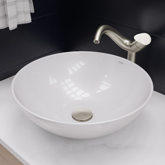 EAGO BA351  18" ROUND CERAMIC ABOVE MOUNT BATHROOM BASIN VESSEL SINK