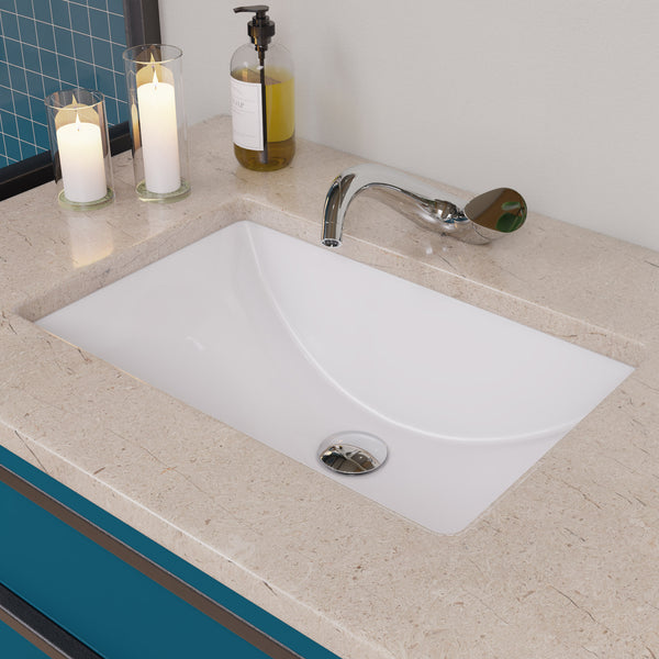 EAGO BC227 White Ceramic 22x15 Undermount Rectangular Bathroom Sink