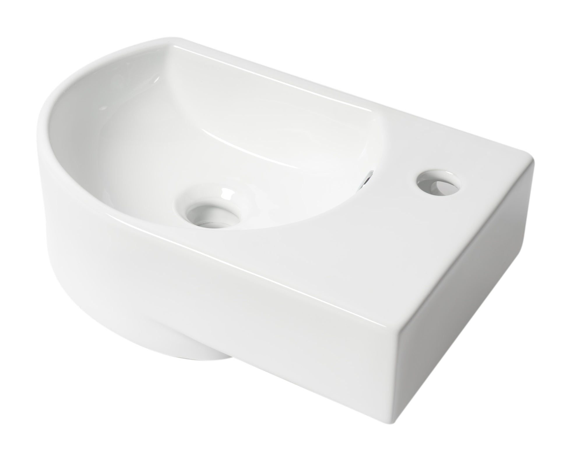 ALFI brand ABC119 White 16" Small Wall Mounted Ceramic Sink with Faucet Hole