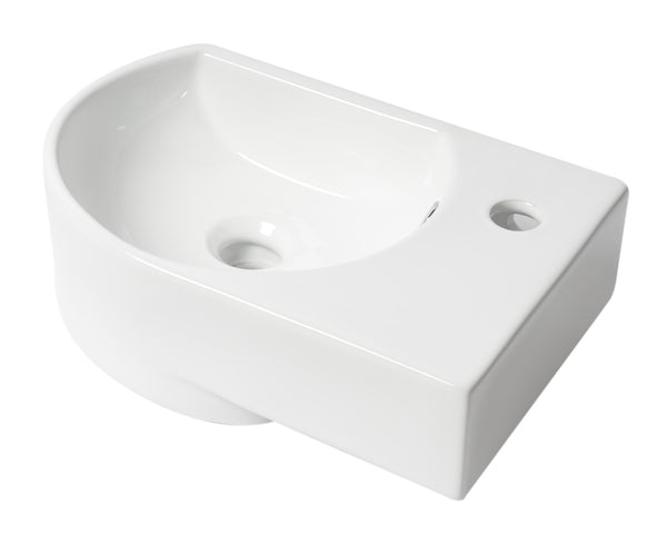 ALFI brand ABC119 White 16 Small Wall Mounted Ceramic Sink with Faucet Hole