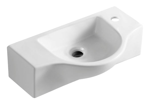 ALFI brand ABC114 White 18" Small Wall Mounted Ceramic Sink with Faucet Hole