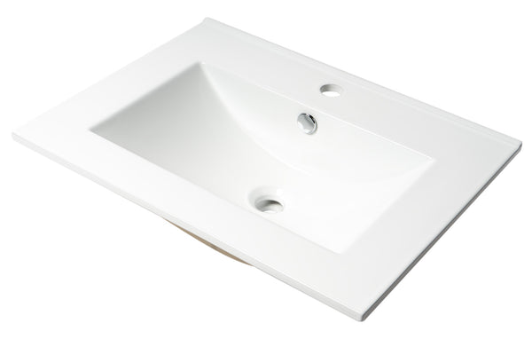 ALFI brand ABC803 White 25 Rectangular Drop In Ceramic Sink with Faucet Hole