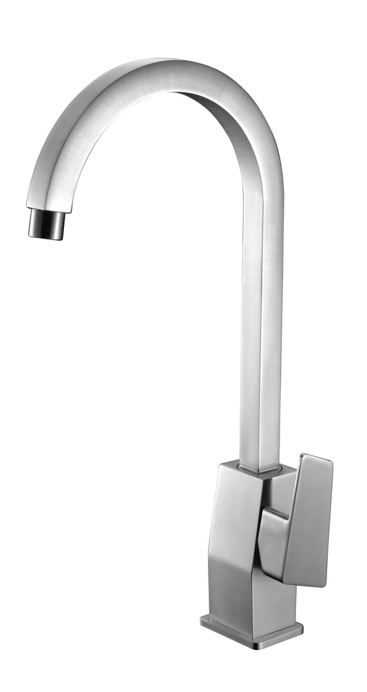 Brushed Nickel Gooseneck Single Hole Bathroom Faucet