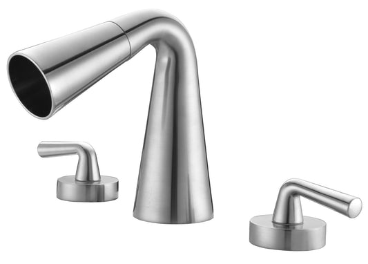 Brushed Nickel Widespread Cone Waterfall Bathroom Faucet