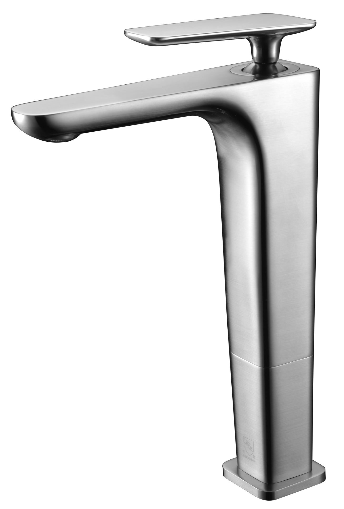 Brushed Nickel Tall Single Hole Modern Bathroom Faucet