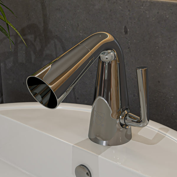 Polished Chrome Single Hole Cone Waterfall Bathroom Faucet