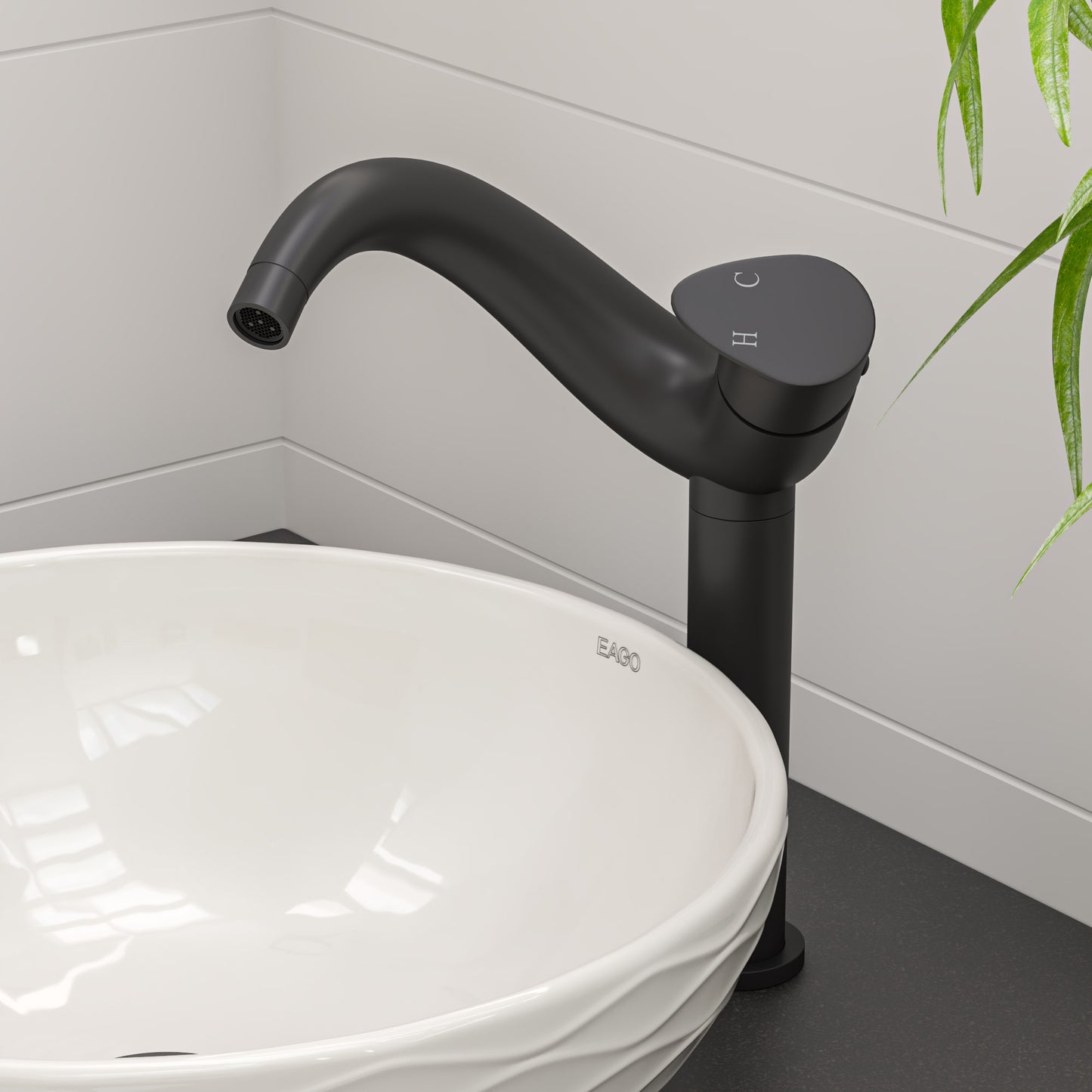 Black Matte Tall Wave Single Lever Bathroom Faucet