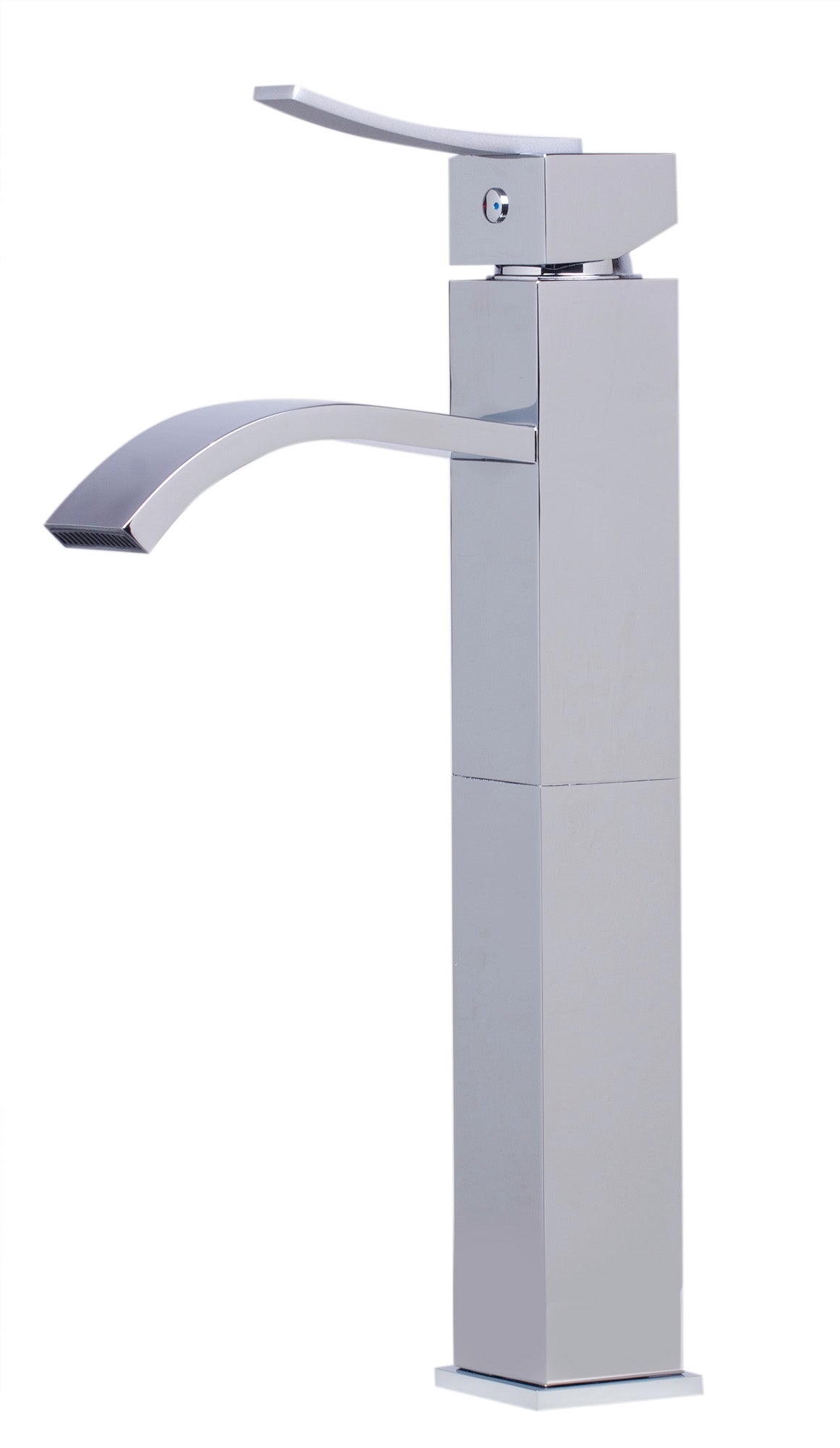 Tall Polished Chrome Tall Square Body Curved Spout Single Lever Bathroom Faucet