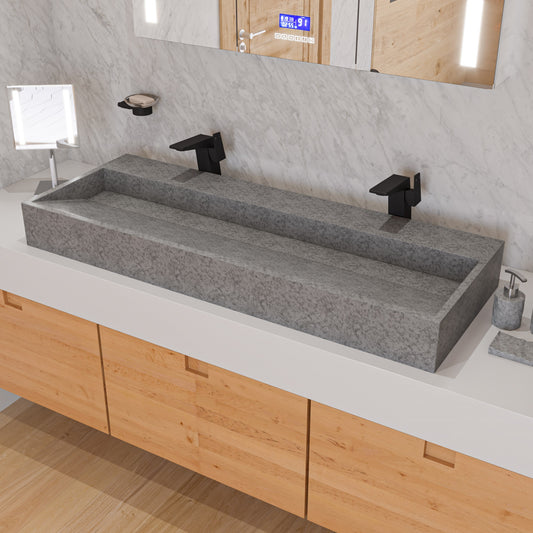 ALFI brand ABCO48TR 48" Solid Concrete Gray Matte Trough Sink for the Bathroom