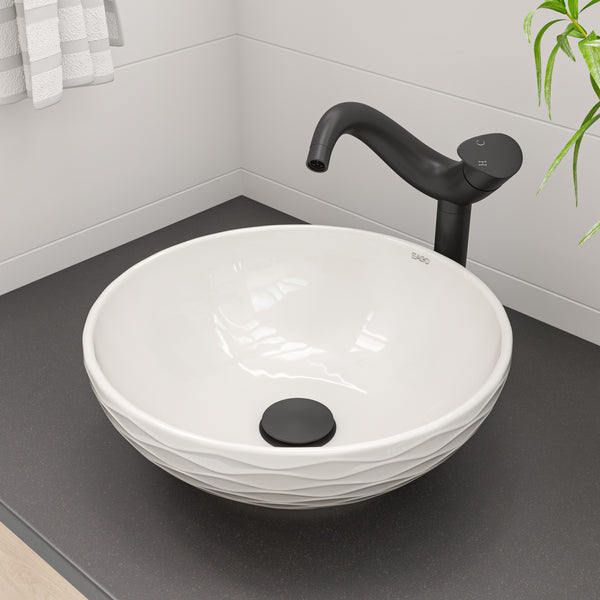 ALFI brand ABC909 White 17 Decorative Round Vessel Above Mount Ceramic Sink