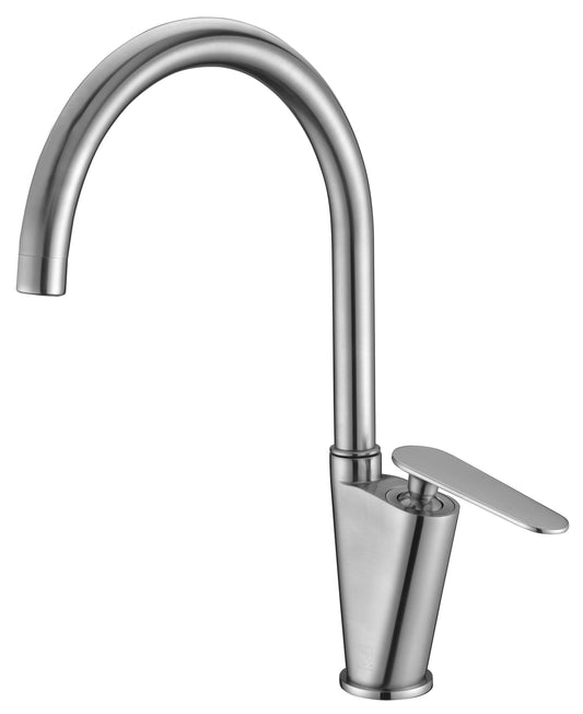 Brushed Nickel Gooseneck Single Hole Bathroom Faucet