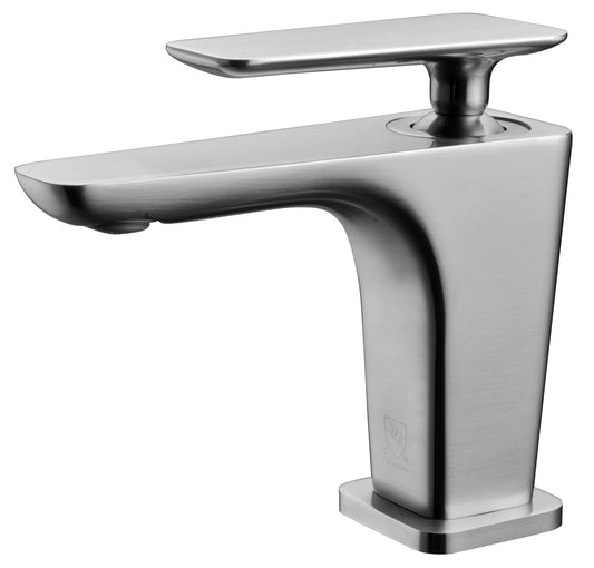 Brushed Nickel Single Hole Modern Bathroom Faucet