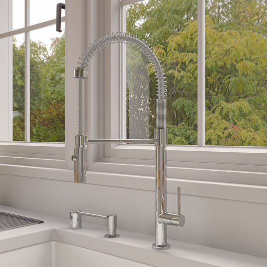 Polished Chrome Commercial Spring Kitchen Faucet