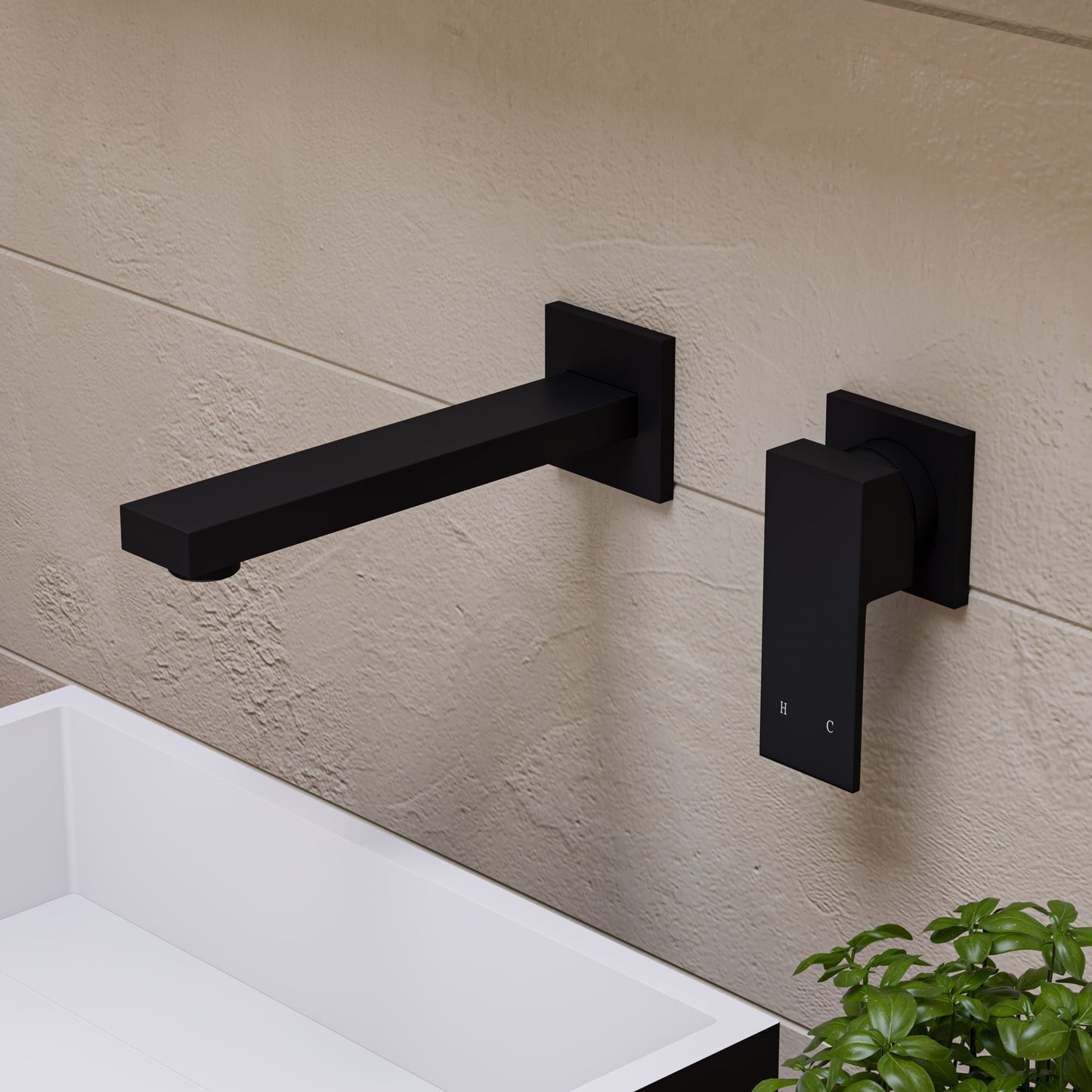 Black Matte Single Lever Wallmount Bathroom Faucet