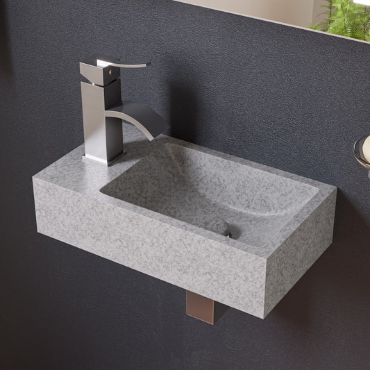 ALFI brand ABCO108 16" Small Rectangular Solid Concrete Gray Matte Wall Mounted Bathroom Sink