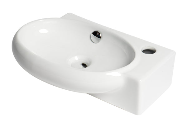 ALFI brand ABC117 White 17 Small Wall Mounted Ceramic Sink with Faucet Hole