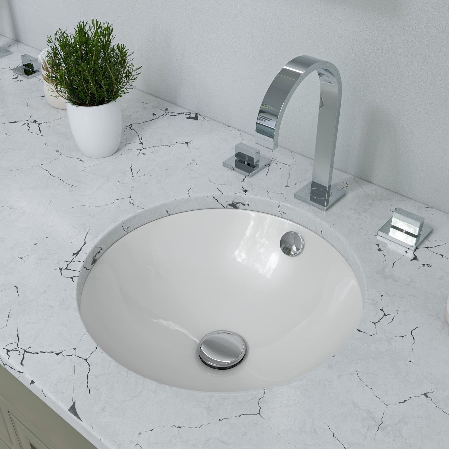 ALFI brand ABC601 White 17" Round Undermount Ceramic Sink