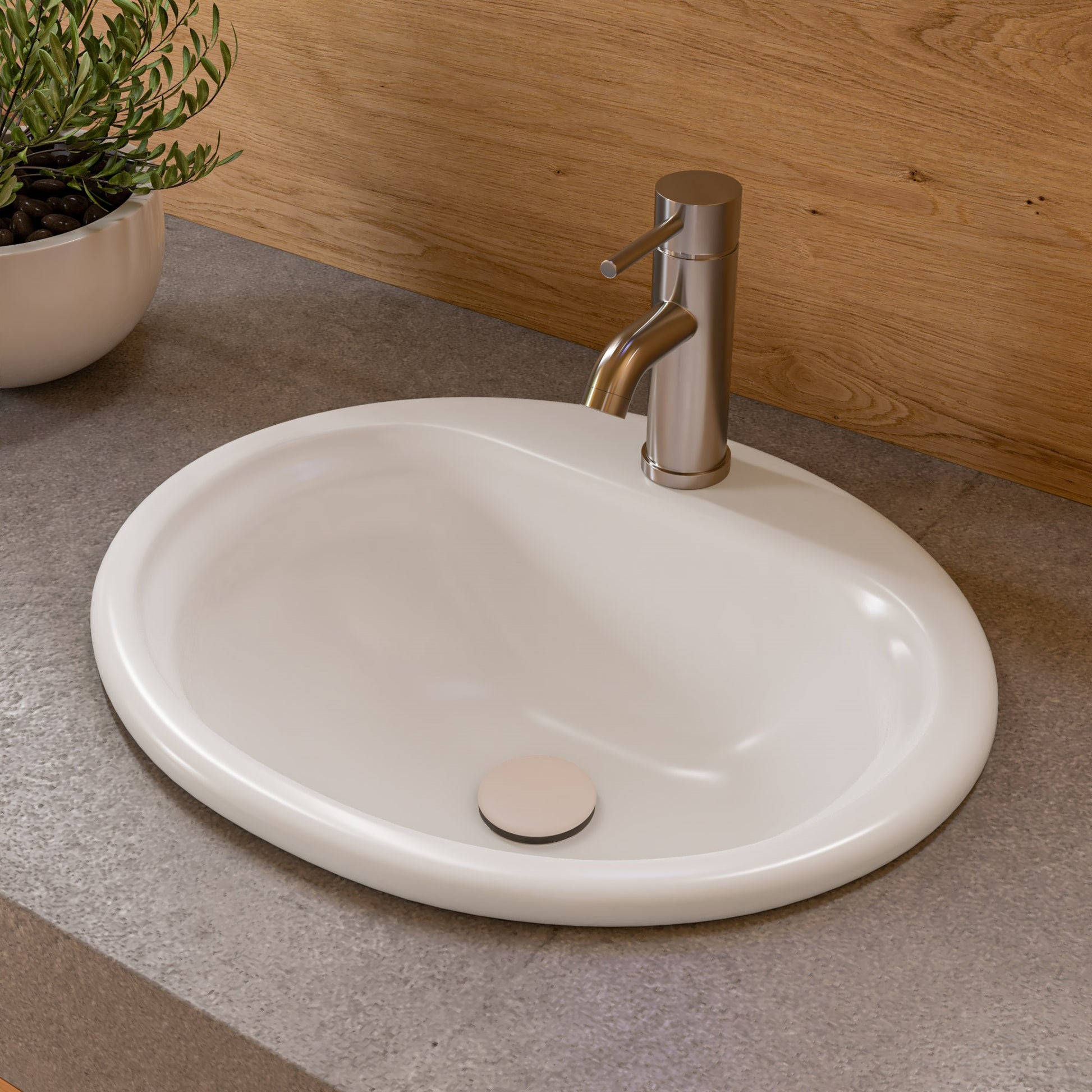 ALFI brand ABC802 White 21" Oval Drop In Ceramic Sink with Faucet Hole