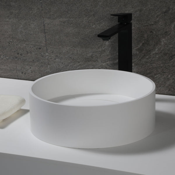 ALFI brand ABRS15R 15 Round White Matte Solid Surface Resin Sink