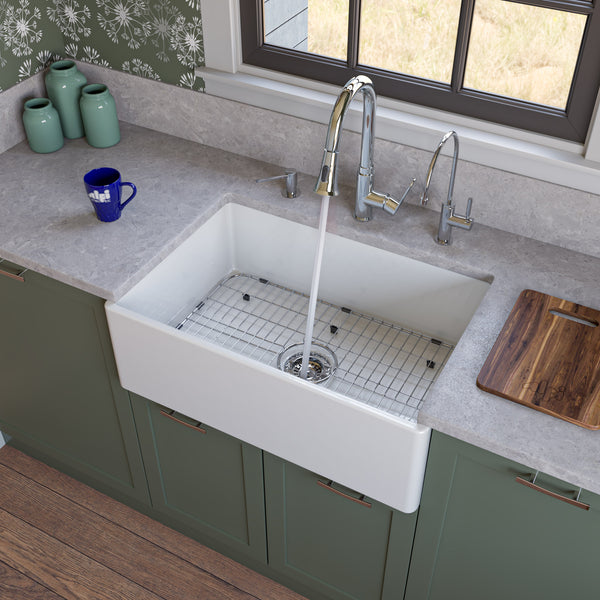 ALFI brand AB510-W White 30 Contemporary Smooth Apron Fireclay Farmhouse Kitchen Sink