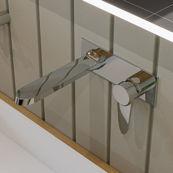 Polished Chrome Wall Mounted Modern Bathroom Faucet